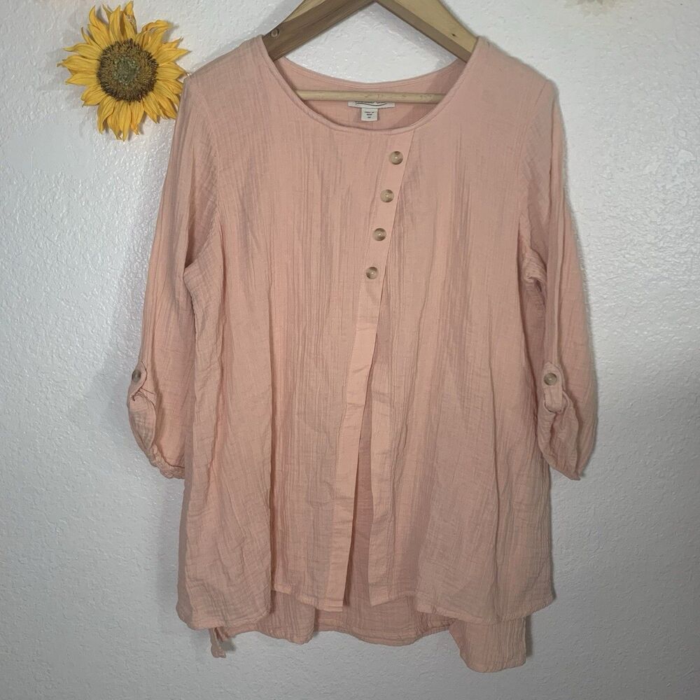 Coldwater Creek Light Pink Tunic 3/4 Sleeved Blouse Plus Size 1X NWOT